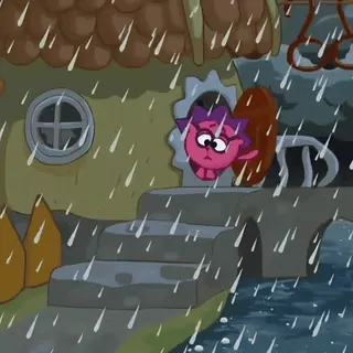 ⚡ cartoon, rain, animated, character, pink telegram sticker