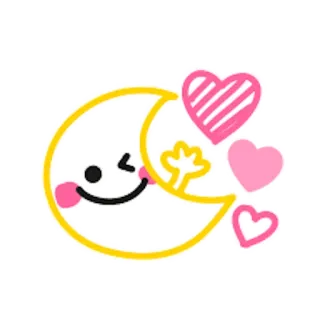 🌜 lune, coeurs, amour, mignon, kawaii, romantique whatsapp sticker