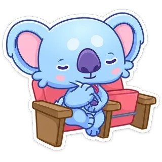 😌 koala, carino, animale, cartone animato, sedia, rilassarsi, assonnato telegram sticker