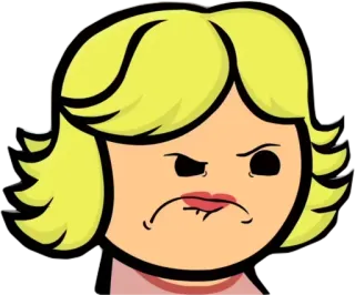 😒 Dessin animé, Femme, Personnage, Blonde, En colère, Expression whatsapp sticker