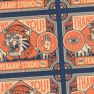 😻 THANK YOU! thank you, eye, tiger, studio, hand, stars telegram sticker