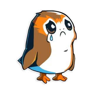😿 Porg Star Wars 波格鸟, 星球大战, 可爱, 伤心, 哭, 鸟 whatsapp sticker