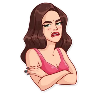 😫 여자, 만화, 캐릭터, 표정, 화난, 속상한 telegram sticker
