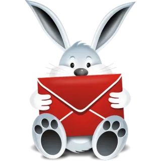 🎁 lapin, animal, dessin animé, mignon, enveloppe, rouge whatsapp sticker