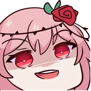 😈 Anime, Cartoon, Sticker, Cheveux roses, Rose, Femme telegram sticker