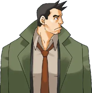 ☹️ Dick Gumshoe Ace Attorney 探偵, 私立探偵, エース弁護士, アニメ, ゲーム telegram sticker