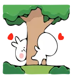 ❤️ кролик, дерево, прячется, милый, животное, мультфильм telegram sticker