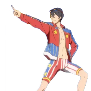☝ anime, character, man, swimwear, jacket whatsapp sticker