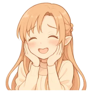 🥰 Asuna Yuuki Sword Art Online Аниме, Каваий, Девушка, Асуна, Sword Art Online, улыбается, милая whatsapp sticker