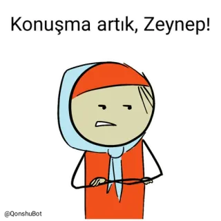 😤 Zeynep Konuşma artık, Zeynep! Cartoon, Vrouw, Geërgerd, Stop met praten, Personage whatsapp sticker