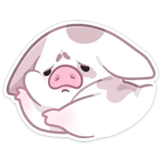 ☹ 슬픈, 돼지, 동물, 만화, 귀여운, 카와이 whatsapp sticker