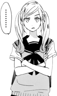 😒 ....... anime, manga, girl, ponytails, school uniform whatsapp sticker