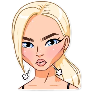 😤 zła, blondynka, kreskówka, kobieta, nadąsana telegram sticker