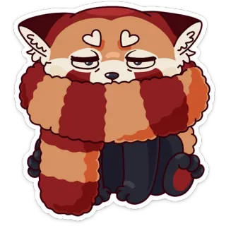 😬 레서판다, 귀여운, 목도리, 동물, 만화, 스티커 telegram sticker