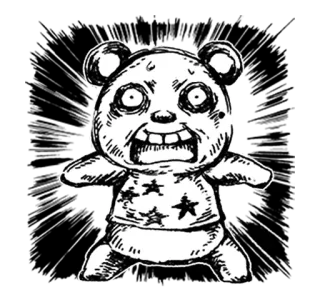 😨 arrepiante, panda, urso, esboço, desenho, assustador whatsapp sticker