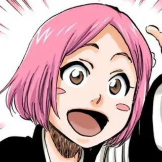 ⚔ Yachiru Kusajishi Bleach anime, manga, różowe włosy, uśmiechnięty, słodki telegram sticker