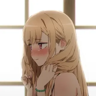 😖 Marin Kitagawa My Dress-Up Darling Anime, Ragazza, Carina, Rossore, Ritratto, My Dress-Up Darling telegram sticker