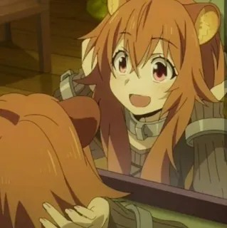 🥰 Raphtalia The Rising of the Shield Hero Anime, Raphtalia, Shield Hero, Tanuki, Personaggio, Specchio telegram sticker