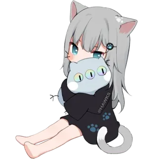 ❤️ @HAWKS สาวแมว, อนิเมะ, จิบิ, ลูกแมว, คาวาอิ, น่ารัก, แอนโทร telegram sticker