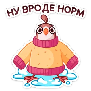 ☺️ НУ ВРОДЕ НОРМ burung, sweter, kartun, imut, lucu telegram sticker