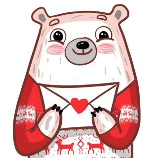 💌 orso, cuore, amore, biglietto d'auguri, carino, cartone animato, animale, inverno whatsapp sticker