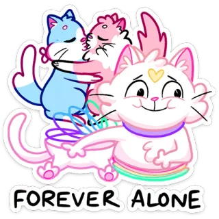 😥 FOREVER ALONE gatti, single, cartoni animati, adesivo, meme telegram sticker