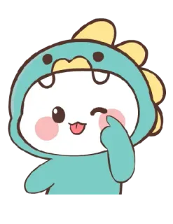 😜 cute, dinosaur, costume, kawaii, cartoon, character, funny, playful telegram sticker