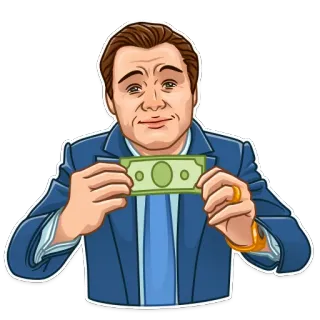 🙂 argent, richesse, succès, dessin animé, homme, costume telegram sticker