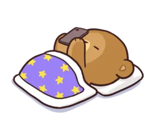😴 dormindo, urso, desenho animado, cama, noite, telefone telegram sticker