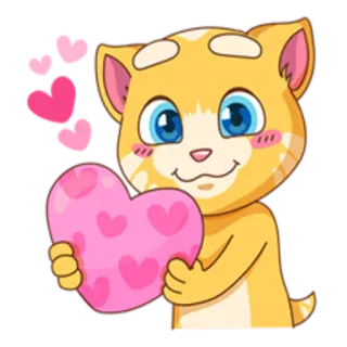 ❤️ Tom Cat chat, dessin animé, amour, coeur, mignon, animal, affection telegram sticker