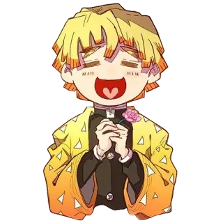 🥰 Zenitsu Agatsuma Demon Slayer Anime, Personagem, Demon Slayer, Zenitsu, Kawaii telegram sticker