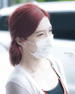 🥀 Emerald Gaze wanita, masker, rambut merah, potret, korea, asia, kecantikan, mode telegram sticker