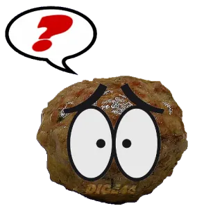 ❓ almôndega, ponto de interrogação, desenho animado, comida, triste, olhos telegram sticker