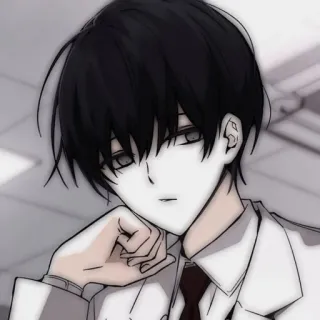 🌫️ Anime, Manga, Chico, Pelo oscuro, Retrato, Personaje, Ilustración telegram sticker