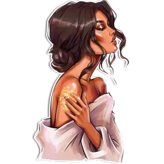 😚 mujer, arte, pegatina, ilustración, retrato telegram sticker