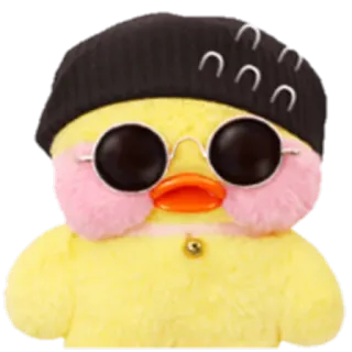 😎 canard, béret, lunettes de soleil, mignon, animal, jaune telegram sticker