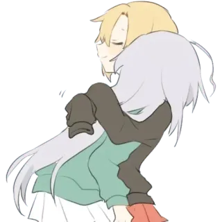 ❤ anime, abbraccio, amicizia, cartoni animati, illustrazione telegram sticker