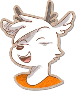 😄 олень, мультфильм, животное, милый, иллюстрация, наклейка telegram sticker