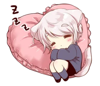 🍭 zzz sleeping, chibi, anime, cat, kawaii, cute whatsapp sticker