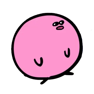 😐 Kirby ピンク, 丸い, かわいい, シンプル, 漫画 telegram sticker