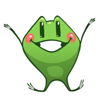 😄 rã, desenho animado, animal, verde, feliz, alegre, adesivo telegram sticker