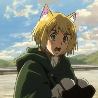 🌟 Armin Arlert Attack on Titan Armin, L'attacco dei giganti, Anime, Orecchie da gatto, Carino, Biondo telegram sticker