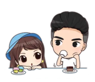 😲 fofo, casal, sobremesa, doce, kawaii, anime, desenho animado telegram sticker