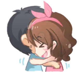 💏 cartoon, couple, hug, love, emotions, sweet, kawaii whatsapp sticker