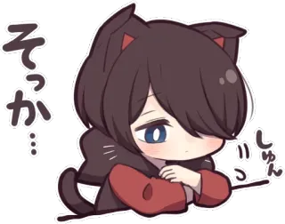 😨 そっか... gato, lindo, anime, manga, japonés, chibi, kawaii whatsapp sticker