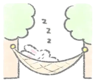 🍡 zzz somnolent, lapin, lapin, hamac, zzz, sieste, repos telegram sticker