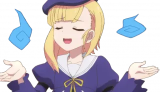 🤷‍♀ anime, girl, magic, character, blond, hat, cartoon, kawaii telegram sticker