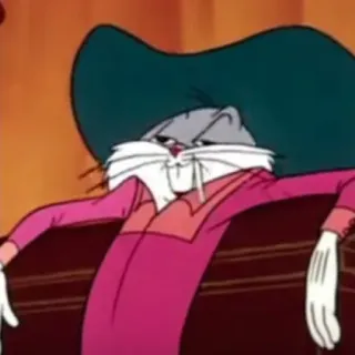 🙃 Bugs Bunny Looney Tunes dessin animé, lapin, cowboy, chapeau, western, texas telegram sticker