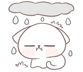 🐱 悲伤, 云, 雨, 小狗, 可爱, 贴纸, 表情符号 telegram sticker