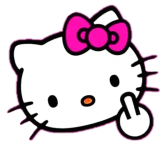 🖕 Hello Kitty Hello Kitty, Мультфильм, Средний палец, Грубый, Оскорбительный, Наклейка telegram sticker